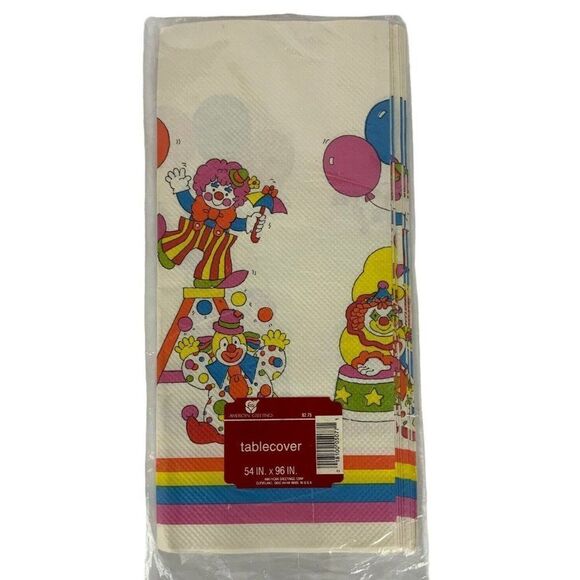 American Greetings Circus Clown Paper Tablecover 54x96 Vintage Party Picnic - Picture 1 of 2
